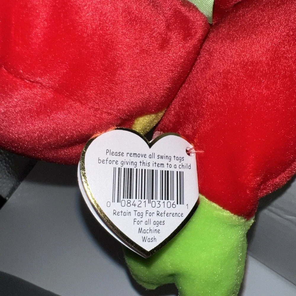 Vintage 1998 Ty Ribbit Pillow Pal Red and Green Frog‎ 15'' plush -Stuffed Animal